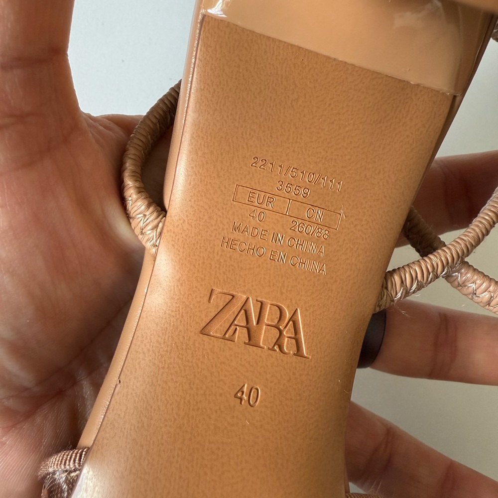 Zara Pearl Embellished Brown Pointed-Toe Slingback Heels - Picture 4 of 4